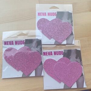 Glitter Heart Pasties - Sparkling Pink Lot of 3